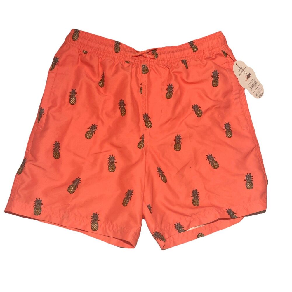 Boys 10-12 Swim Trunks, Bathing Suit, NWT, Orange Pineapples, Wonder Nation
